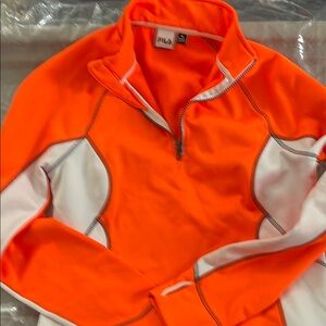 Orange and White Quarter-Zip Pullover